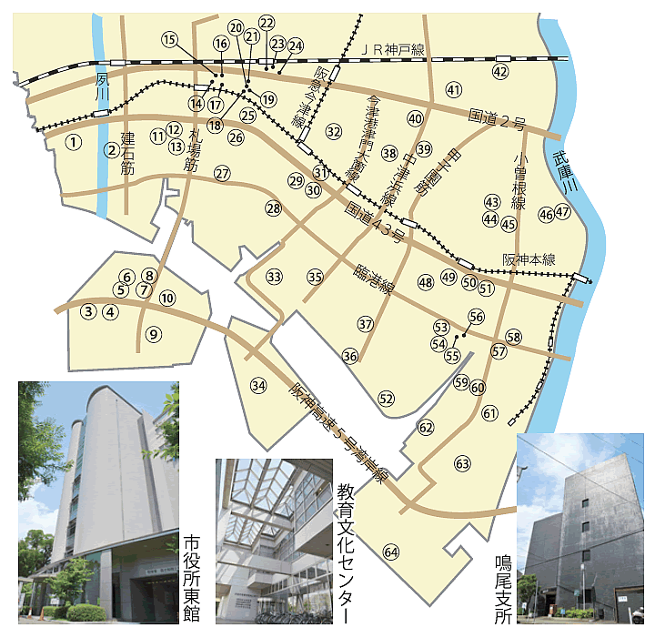 地図:津波避難ビル 地図:津波避難ビル