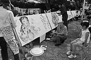 写真:書と絵のパフォーマンス 写真:書と絵のパフォーマンス