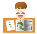 イラスト:植物標本を作る少年 イラスト:植物標本を作る少年