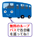 画像:無料のループバスで各会場を巡ってね! 画像:無料のループバスで各会場を巡ってね!