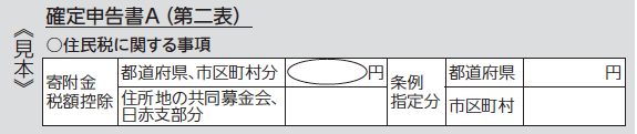 見本画像:確定申告書(第二表)住民税に関する事項 見本画像:確定申告書(第二表)住民税に関する事項