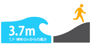 画像:T.P(標高)からの高さ3.7m 画像:T.P(標高)からの高さ3.7m