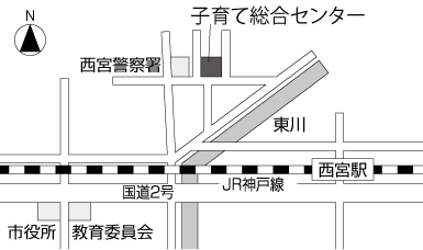 地図:子育て総合センター アクセスマップ 地図:子育て総合センター アクセスマップ