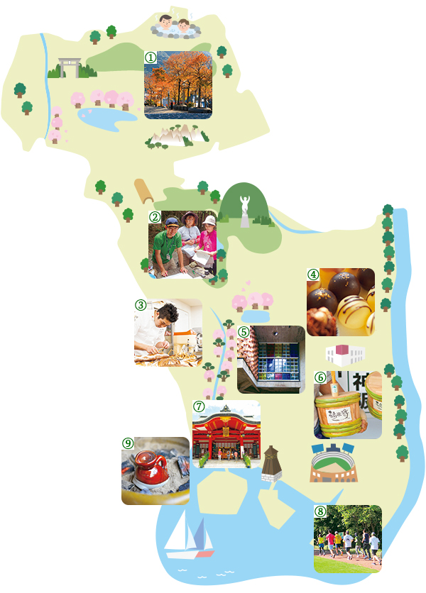 画像:市内イラストマップ 画像:市内イラストマップ