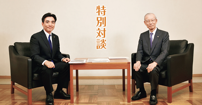 写真:石井 登志郎市長と辰馬 章夫会頭 写真:石井 登志郎市長と辰馬 章夫会頭
