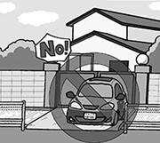 通路橋を駐車場、物置、花壇などの目的で使用してはいけません イラスト:通路橋を駐車場、物置、花壇などの目的で使用してはいけません