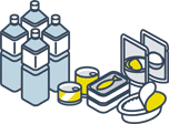 イラスト:持ち出し品・備蓄品 イラスト:持ち出し品・備蓄品