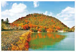 写真：丸山と金仙寺湖