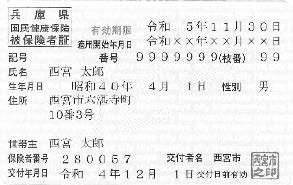 見本:新しい被保険者証 見本:新しい被保険者証