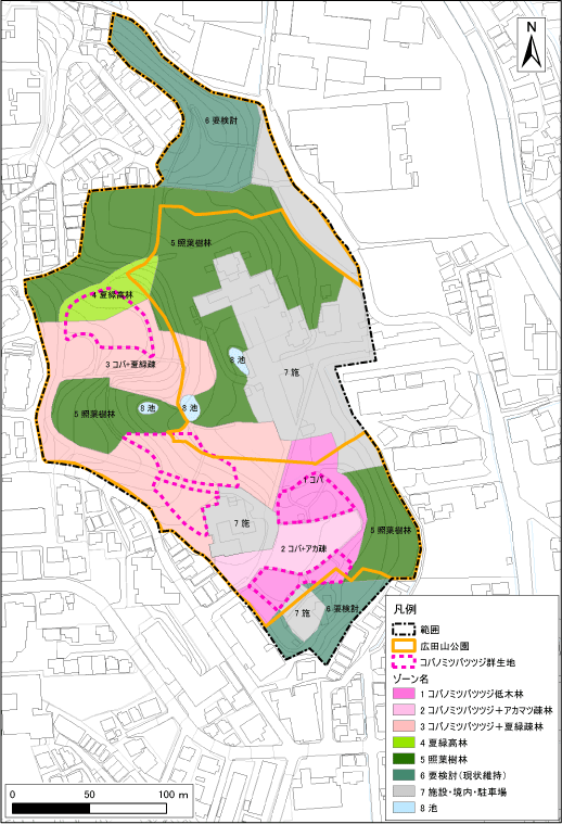 広田山公園ゾーニング図