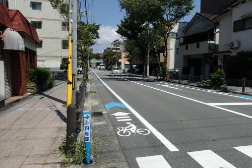 矢羽根型路面表示の遠景