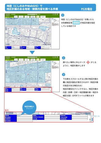 PCで地図から地区計画区域・内容を確認する方法