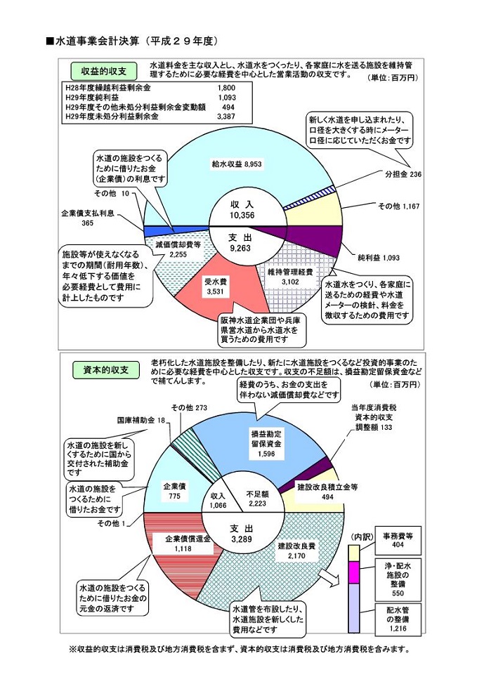 平成29年度決算収支グラフ（水道事業）